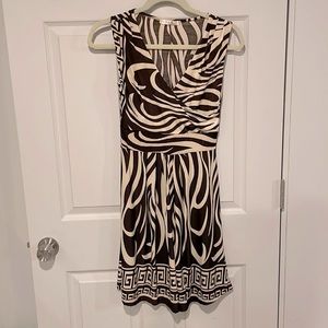 Positano Italy Brown Cream Print Wrap Style Summer Dress Size S